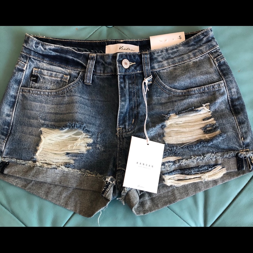 Cuffed Distressed Shorts NWT